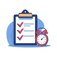 Checklist and alarm clock illustrating time management vector