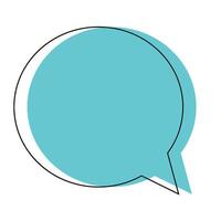 Conversation bubble graphic design in blue with a black outline and tail for dialogue representation vector