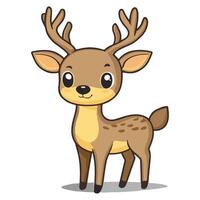 Cute cartoon deer character standing cheerfully in a playful pose, showcasing its distinct antlers vector