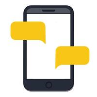 Text messages displayed on a smartphone screen with vibrant chat bubbles in a digital setting vector