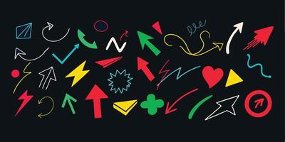 A Colorful Assortment of Hand-Drawn Arrows for Direction and Emphasis vector