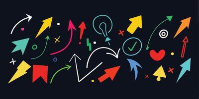 This set of colorful hand-drawn arrows will make your designs pop vector