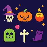 Groovy Halloween pumpkin and ghost patch collection for decor vector