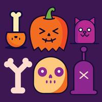 Halloween pumpkin and ghost patch set for retro decorations vector
