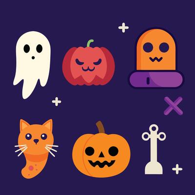Bohemian Halloween illustrations with mushrooms and pumpkins
