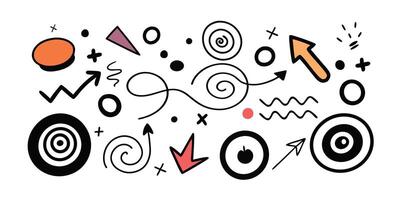 Hand-drawn abstract shapes and symbols add a playful touch to any design. vector