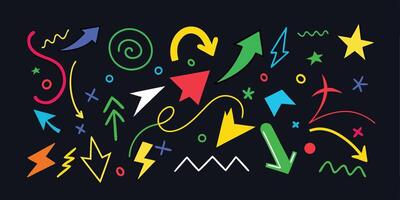 Colorful abstract arrows and shapes create a vibrant design. vector