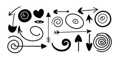 This Set of Hand Drawn Arrows and Swirls Adds a Touch of Whimsy. vector
