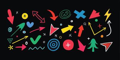 This playful set of hand-drawn arrows adds a fun touch. vector