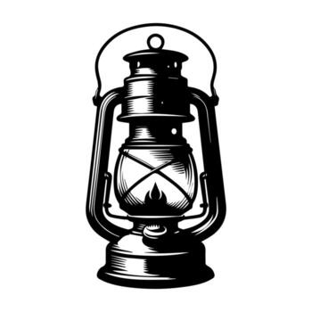 Retro Kerosene Lantern Silhouette with Unique Angular Flame for Brand Design vector