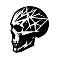 Fractured Skull Silhouette with Angular Geometric Detailing for Edgy T Shirt and Logo Design vector