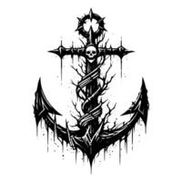 Aggressive Gothic Anchor with Claw and Skull Detailing for Bold T Shirt Design vector