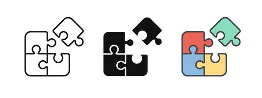 Puzzle icon. Puzzle pieces illustration. Attached jigsaw symbol. Toy sign. Teamwork pictogram. Strategy solution icon. Game system glyph. Creative idea concept. vector