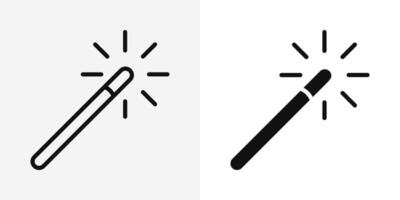 Simple magic wand icon. Magic stick pick tool button. Photo filter tool symbol. Shiny magic wand pictogram. vector