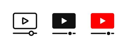 player icon. Media player button. Online cinema illustration. Movie rewind slider bar symbol. Multimedia interface sign. Film control pictogram. hosting platform concept. vector