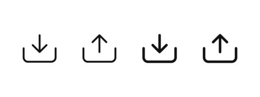 Download icon. Download button. Upload arrow sign. Upload pictogram. Save file illustration. Download and upload interface buttons for web and app icon set. vector