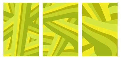 Set of Trendy Simple Green Lines Blank Poster Background Illustrations vector