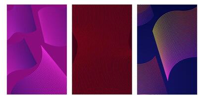 Set of Modern Poster Backgrounds with Gradient Wavy Spiral Stripes vector