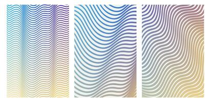 Set of Modern Wavy Lines Gradient Science Fiction Background vector