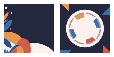 Set of Modern Deep Blue Backgrounds for Social Media and Web Promotion. vector
