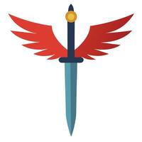 Sword with wings icon illustration vector