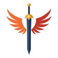 Sword with wings icon illustration vector