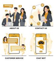 Call center and customer service concept. Flat design illustration set. vector