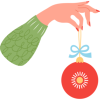 Elegant female hand with Christmas ball png