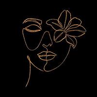 Female face in minimal line art style vector