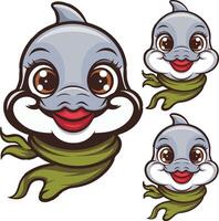 Smiling Dolphins Ocean-Inspired Logo Set vector
