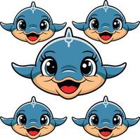 Dolphin Delights Smiling Faces Collection vector