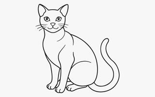 Minimalist Cat Line Sketch icon vector