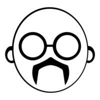 Retro Minimal Face Icon with Glasses and Mustache vector