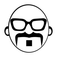 Abstract Face Icon with Mustache and Retro Vibe vector