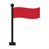 Simple red and white flag with modern black flagpole vector