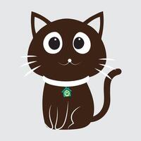 Sitting cat with upright tail in simple illustration style vector