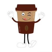 Animated Coffee Cup Character with Happy Face vector