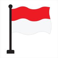 Design Illustration of a red and white flag flying on a black pole vector
