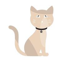 Minimalist style cat design in gray and cream colors vector
