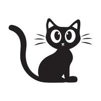 Simple design of a sleek black cat with curled tail vector