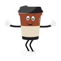 Playful Coffee Cup Mascot with Thumbs Up vector