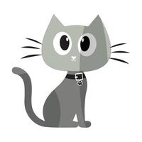 Illustration design of a grey-colored cat with curious expression vector