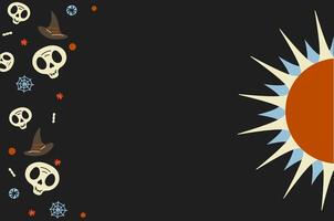 Halloween background with spider web and skull vector