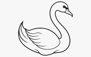 Swan Bird line art image illustration vector