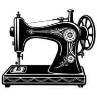 A black and white drawing of a sewing machine vector