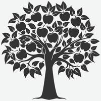 An apple tree with black leaves and fruit vector