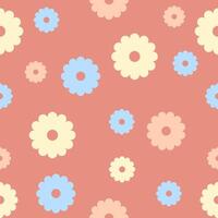 A pink and blue floral pattern on a red background vector