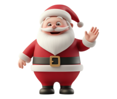 amichevole Santa Claus agitando Ciao trasparente Immagine. Babbo Natale con caldo Sorridi e bianca barba isolato ritagliare 3d rendere. natale vacanza saluto tagliare su clipart design elemento png