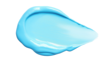 Smooth smear blue cream transparent image. Creamy hydrating texture of skincare beauty product isolated cutout 3d render. Paintstroke brushstroke cut out clipart design element png