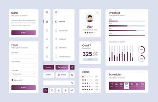 Web designing ui kit, mobile apps with the different buttons, charts, diagrams, menu, search, tabs and others.tled vector